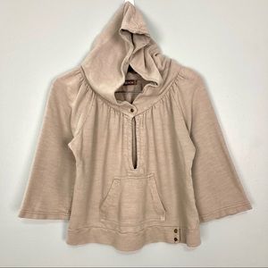 XCVI Hooded Swing Pullover Sweatshirt Women’s Size S Knit 3/4 Sleeves Pocket